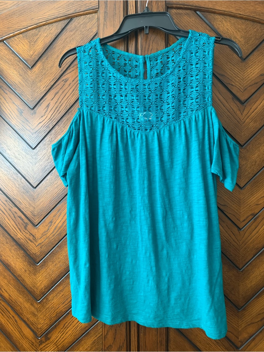 Old navy teal green cold shoulder top size large
